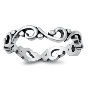 Sterling Silver Beaded Vine Band Ring